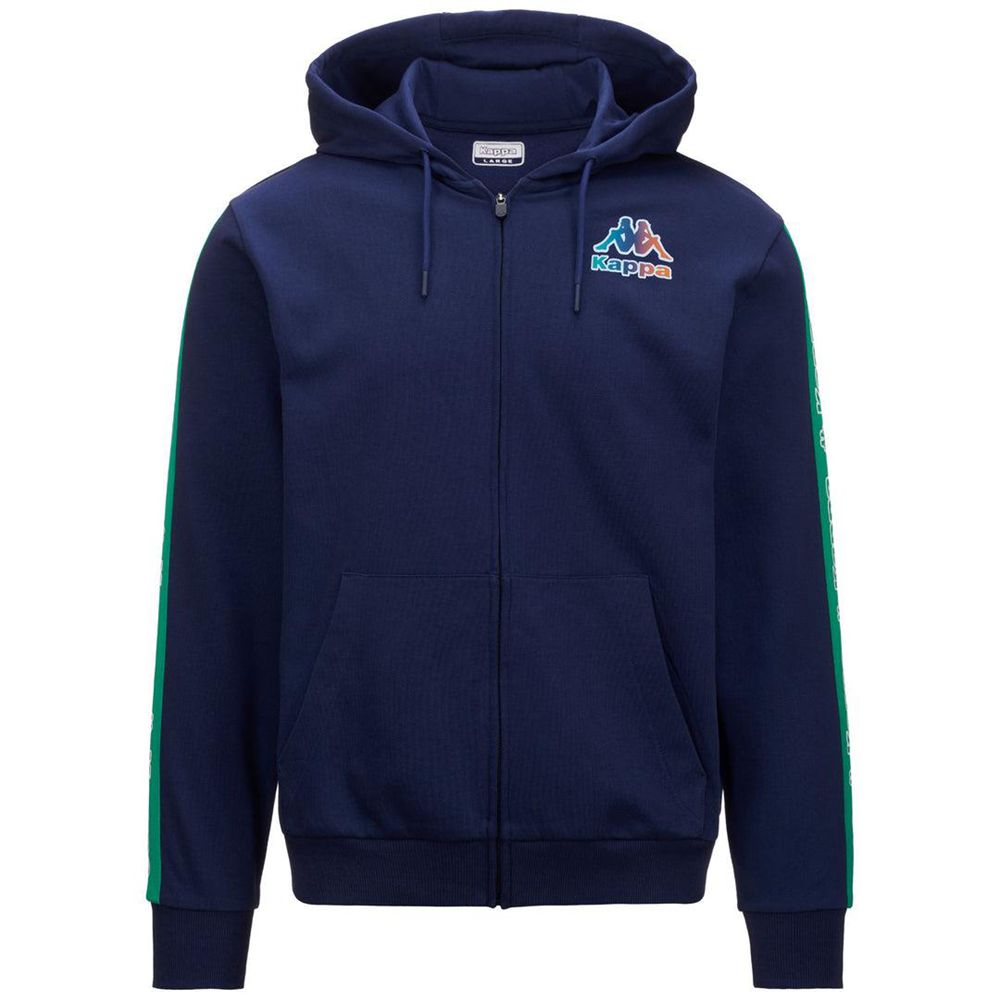 Men Kappa Logo Fomino Hoodie Navy | 693754-VCL