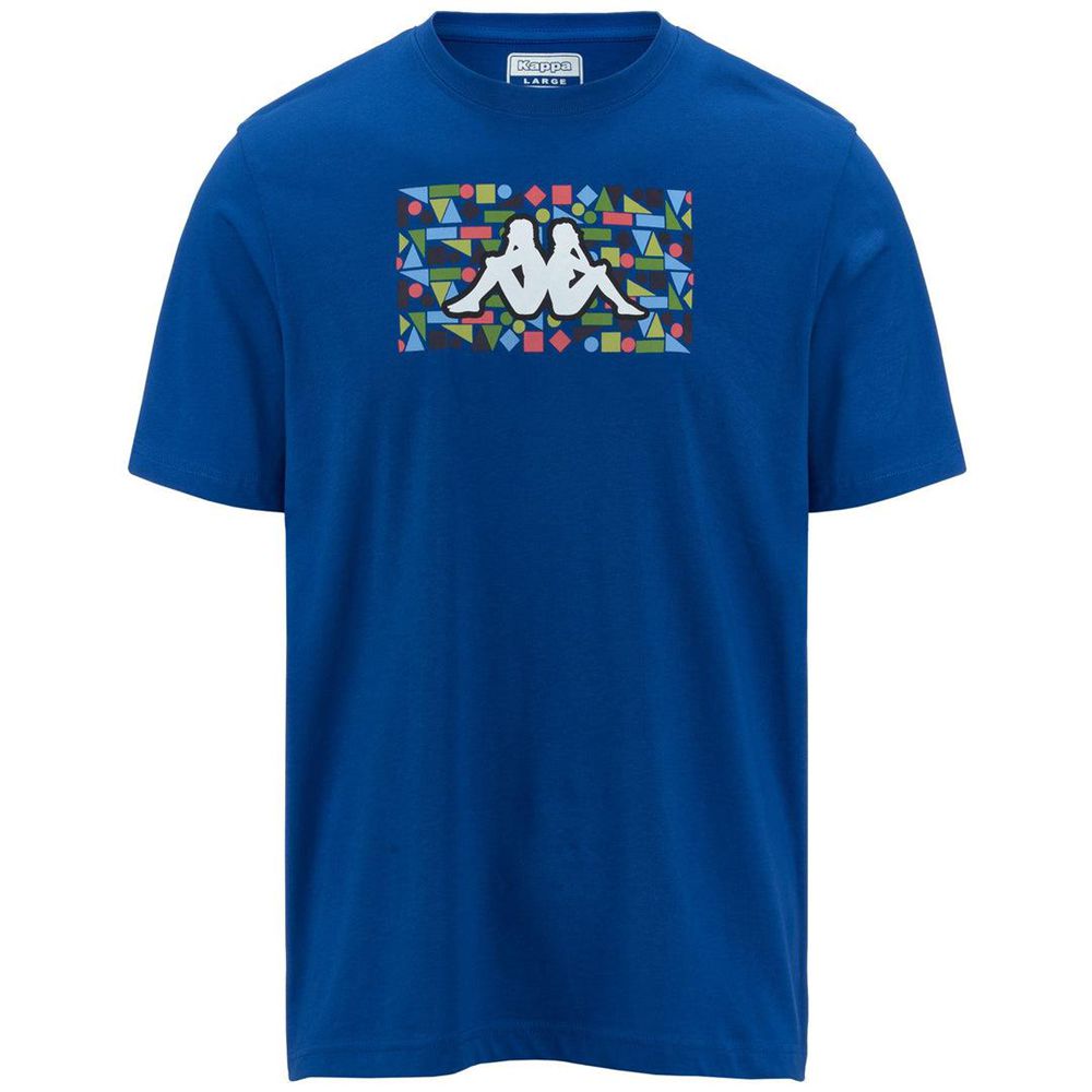 Men Kappa Logo Frezami T-Shirt Blue | 843769-QJT