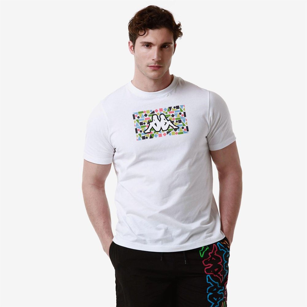 Men Kappa Logo Frezami T-Shirt White | 683719-XRZ