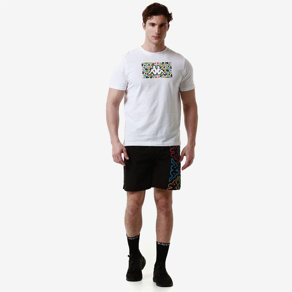 Men Kappa Logo Frezami T-Shirt White | 683719-XRZ