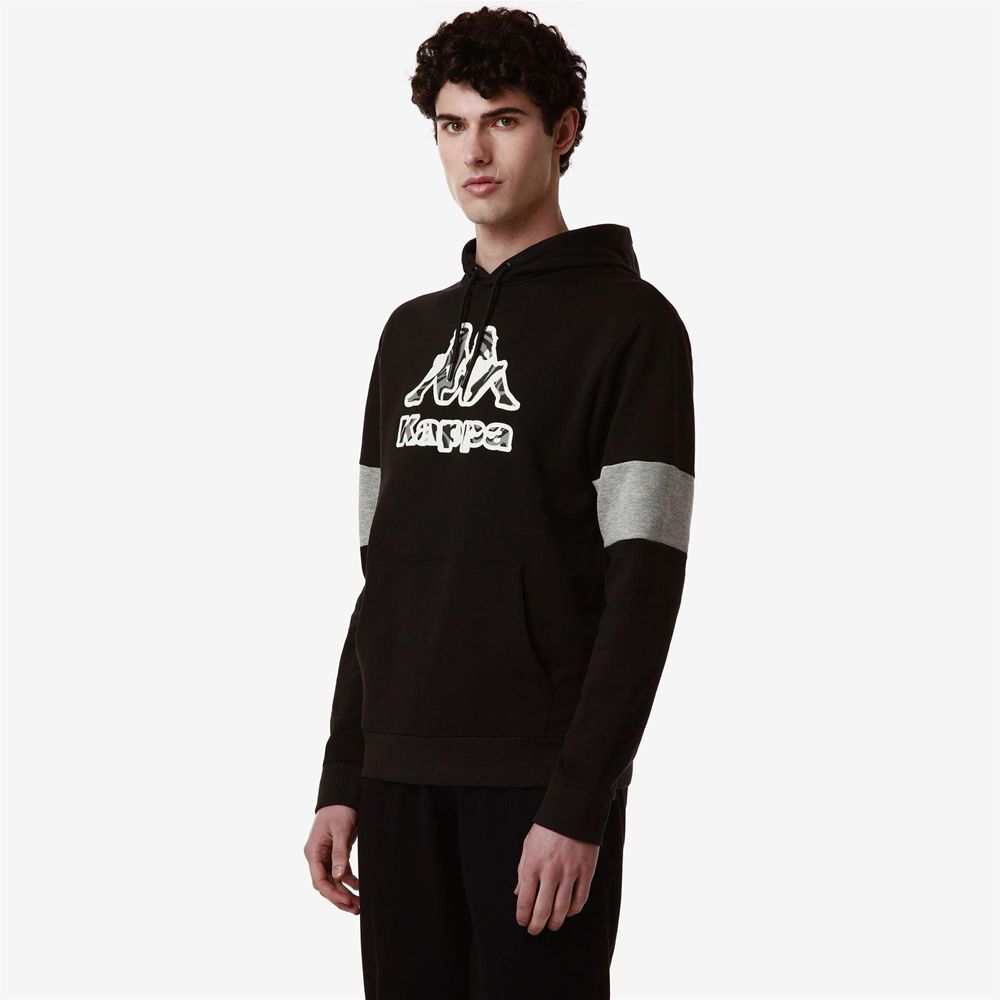 Men Kappa Logo Frofio Hoodie Black | 317284-OQR