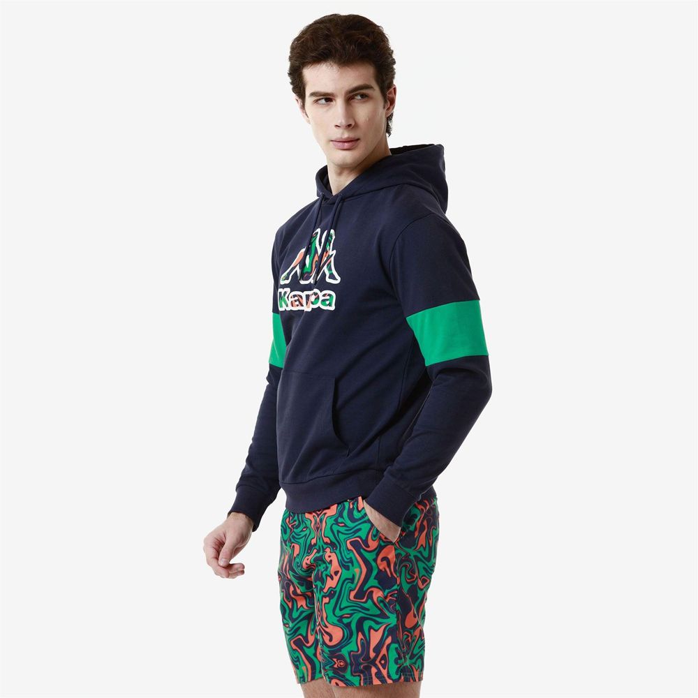 Men Kappa Logo Frofio Hoodie Blue | 273091-SBM