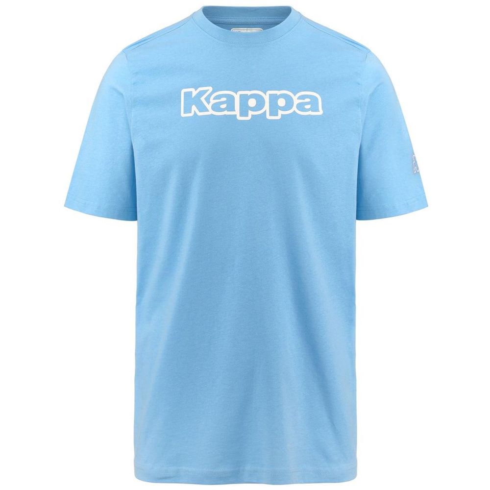 Men Kappa Logo Fromen T-Shirt Blue | 420837-DLS