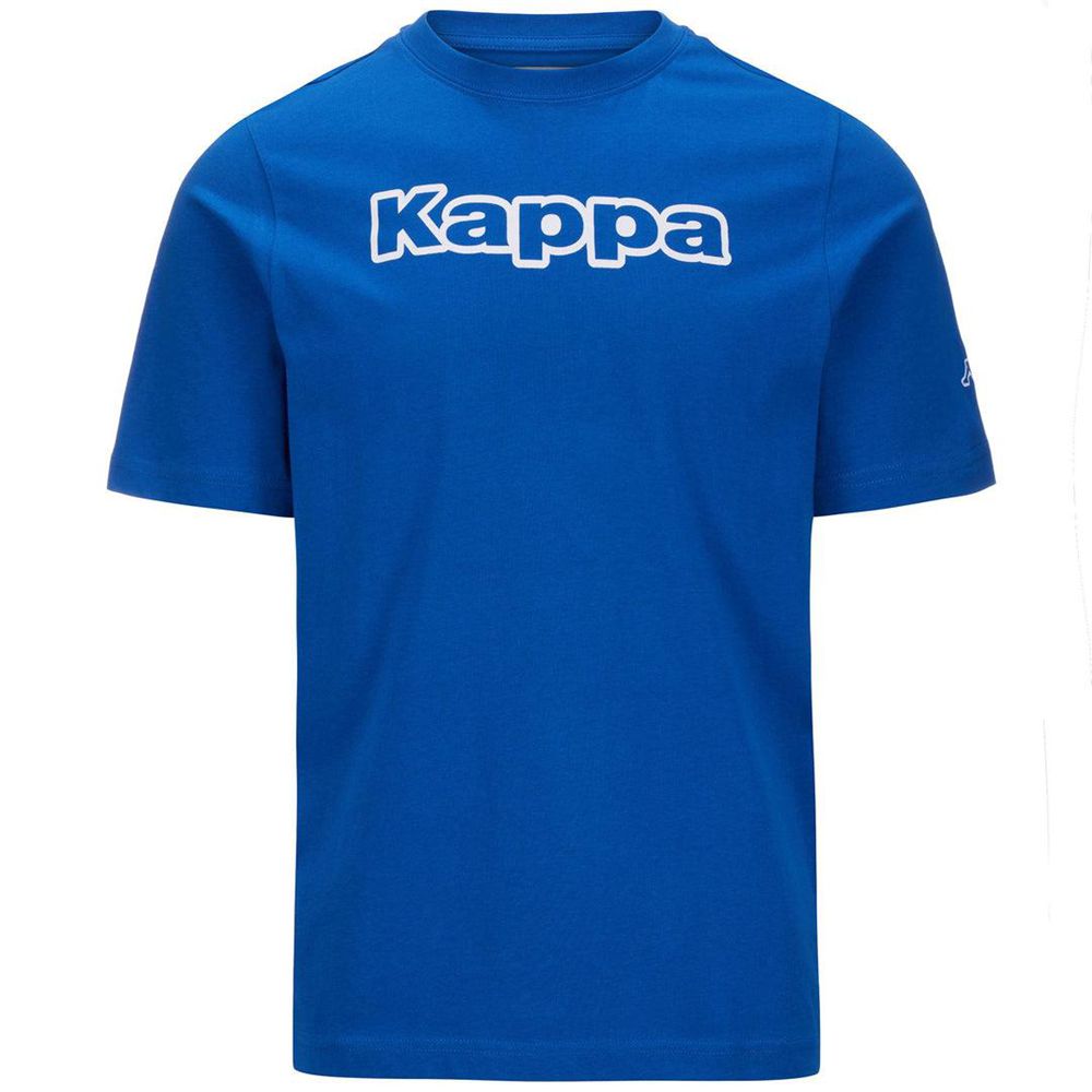 Men Kappa Logo Fromen T-Shirt Blue | 917862-FLE