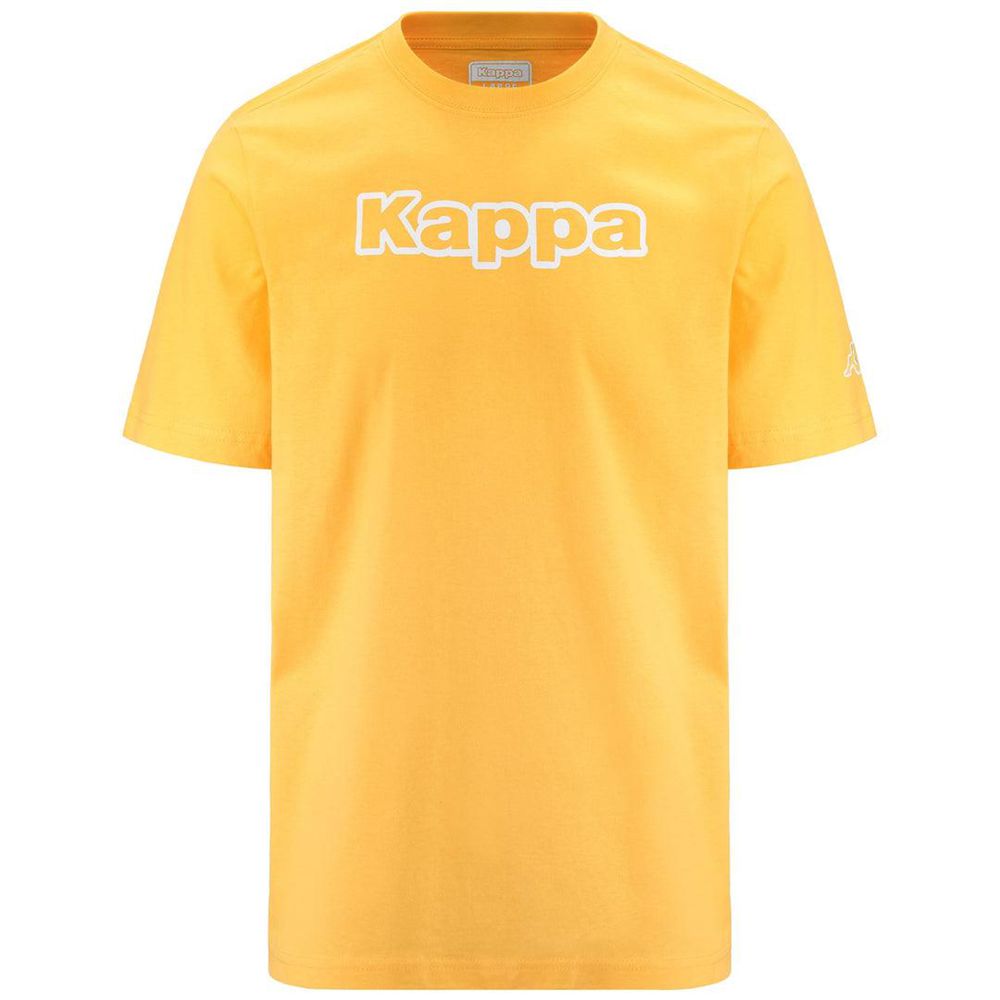 Men Kappa Logo Fromen T-Shirt Yellow | 316428-YZG