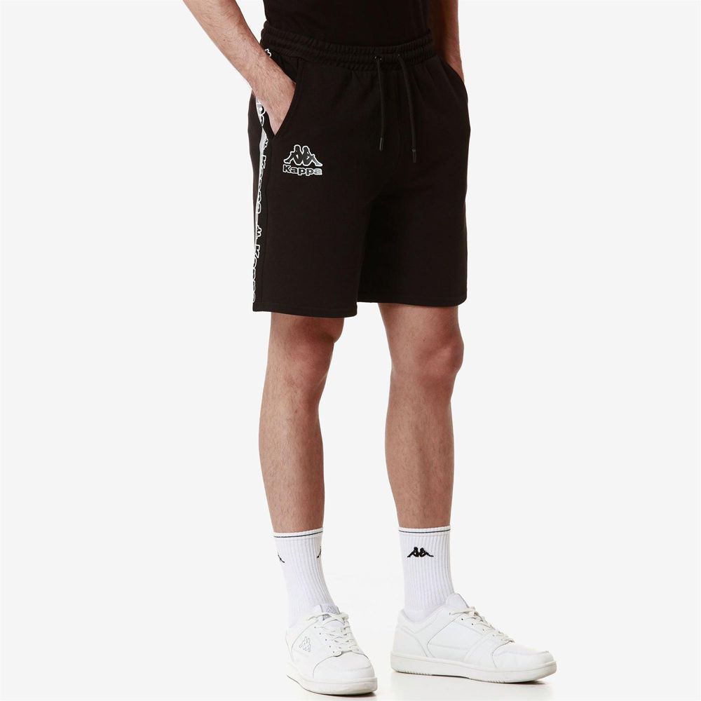 Men Kappa Logo Fulto Shorts Black | 849605-GCA