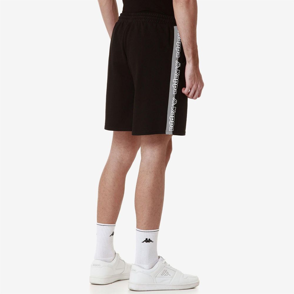 Men Kappa Logo Fulto Shorts Black | 849605-GCA