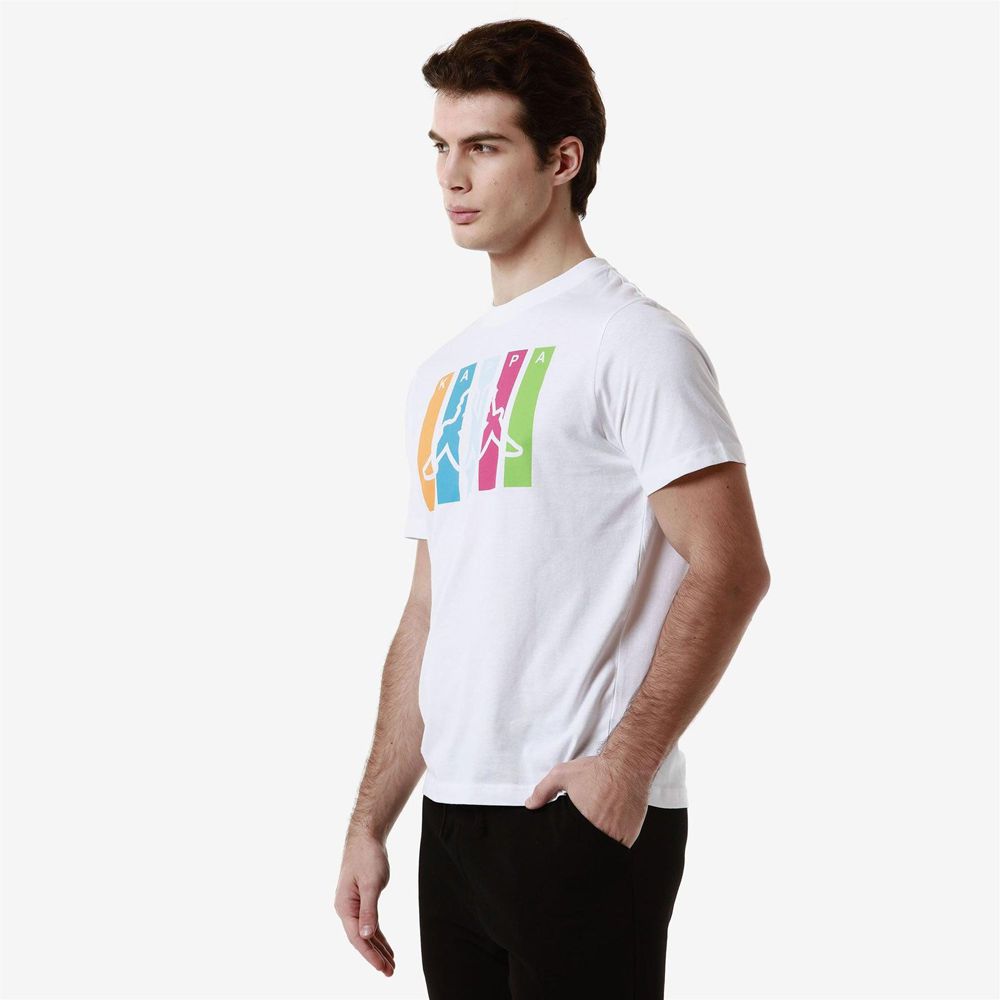 Men Kappa Logo Funior T-Shirt White | 729315-NUZ