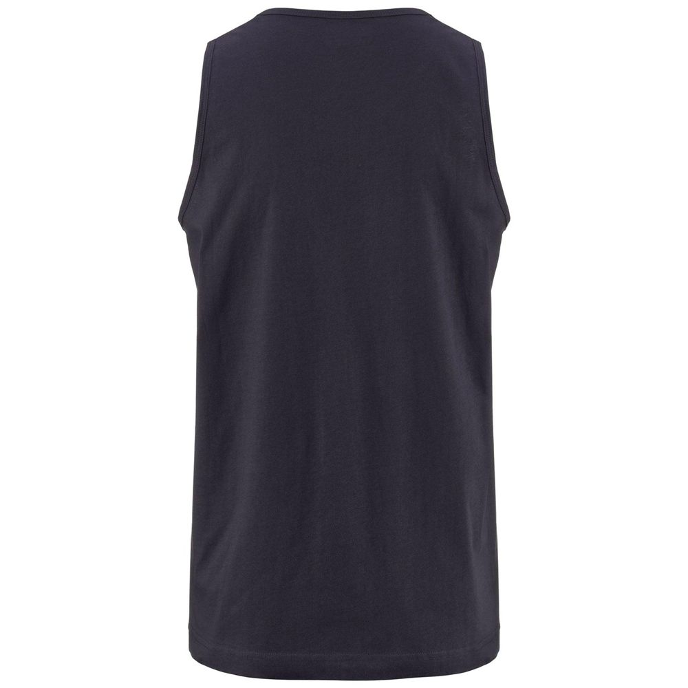 Men Kappa Logo Gatan Tank Top Navy | 379654-XAG