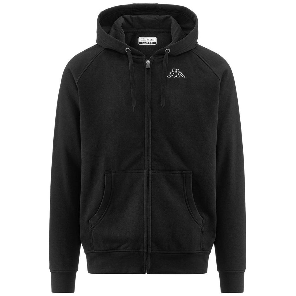 Men Kappa Logo Jack Slim Hoodie Black | 321796-JRK