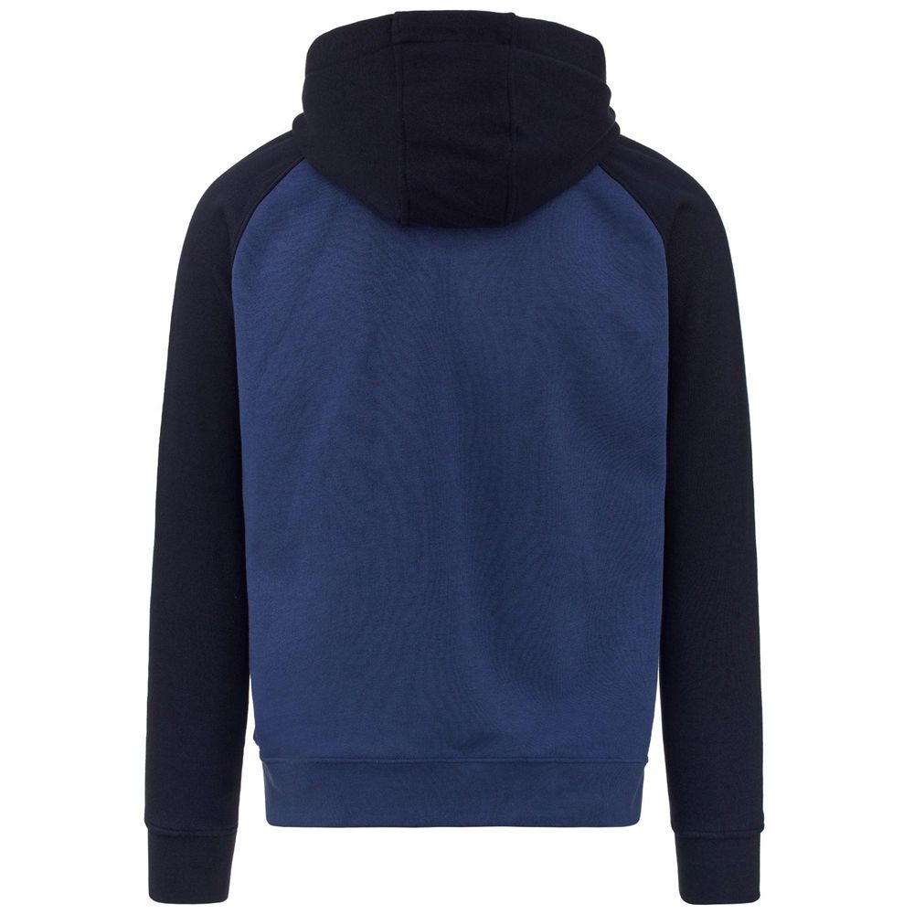 Men Kappa Logo Jack Slim Hoodie Blue | 421906-RKM