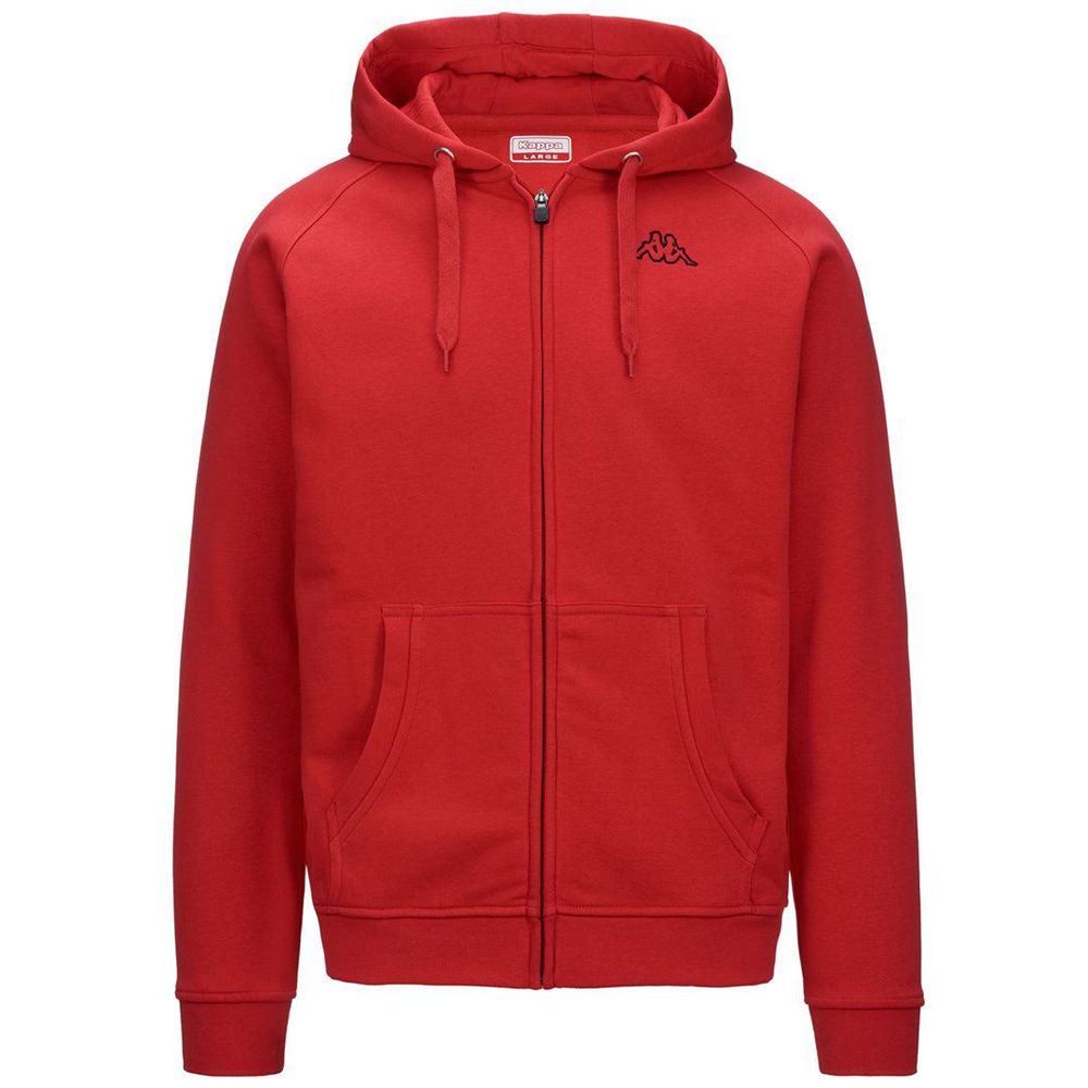 Men Kappa Logo Jack Slim Hoodie Red | 768420-VKL