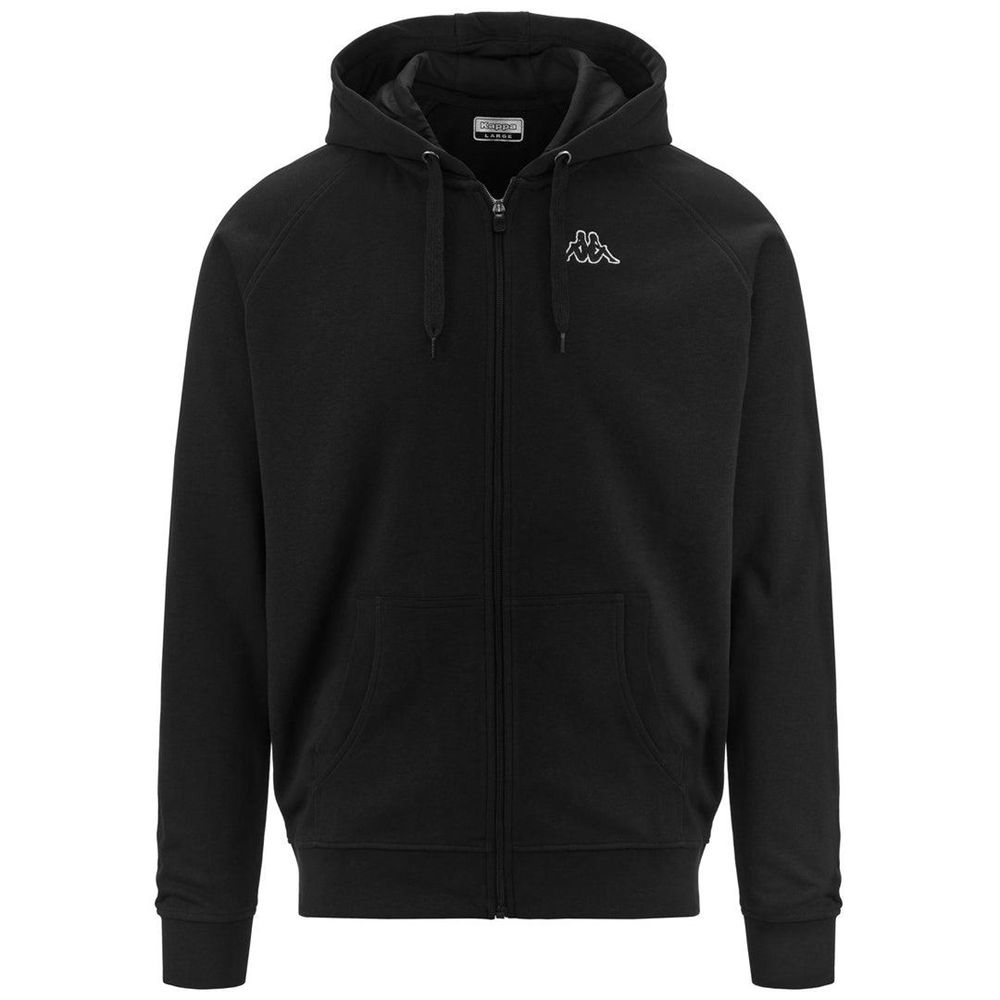 Men Kappa Logo Jackus Slim Hoodie Black | 126857-NEV