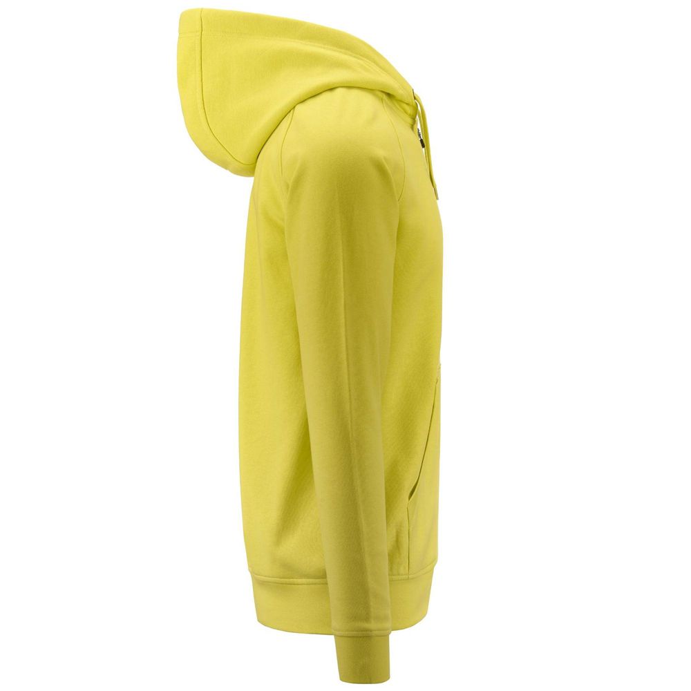 Men Kappa Logo Jackus Slim Hoodie Yellow | 596824-OVL