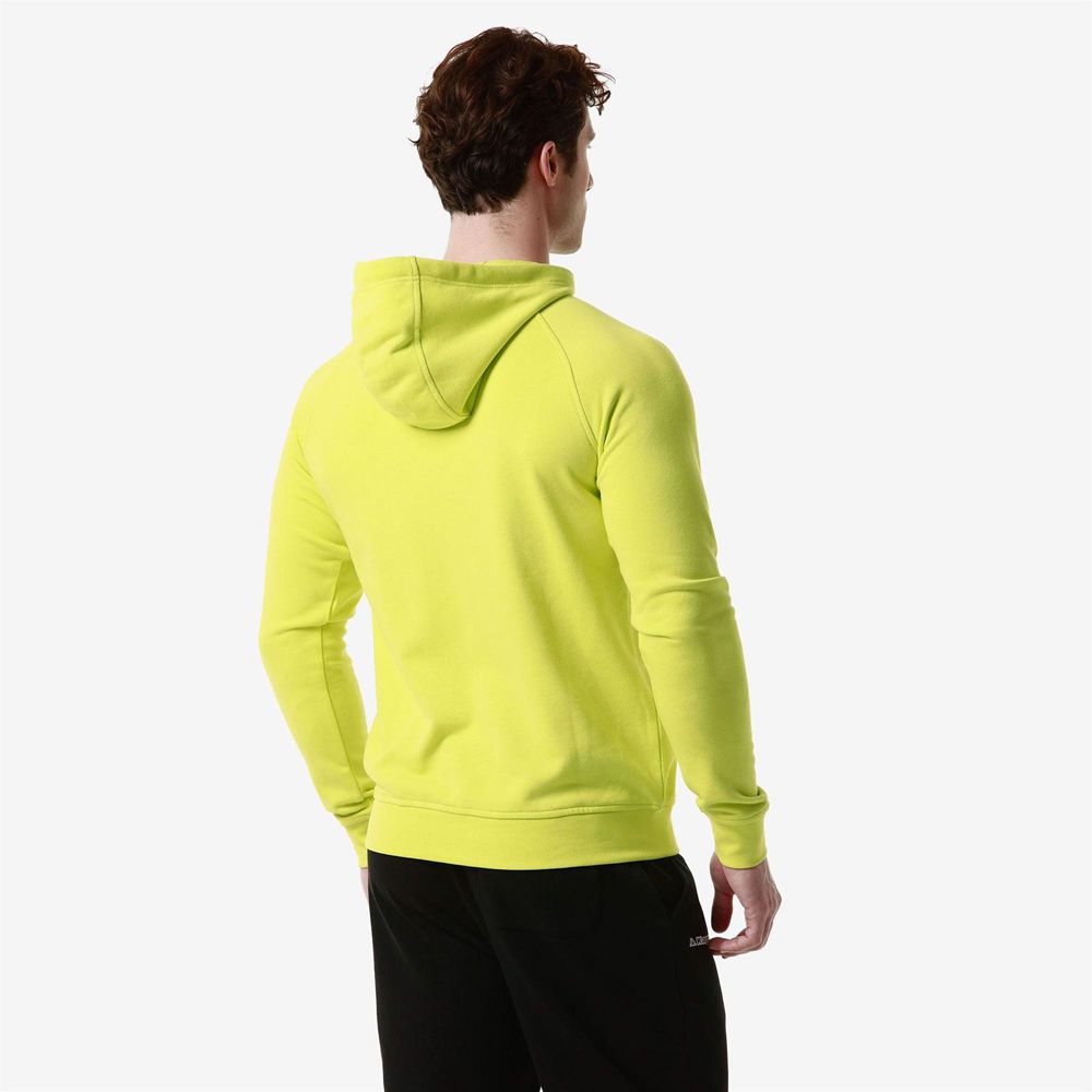 Men Kappa Logo Jackus Slim Hoodie Yellow | 596824-OVL