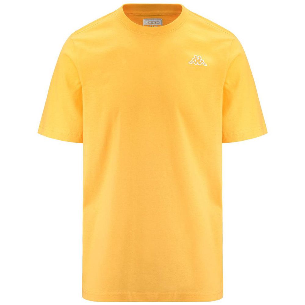 Men Kappa Logo Korpo Cafers Slim T-Shirt Yellow | 236918-PZN