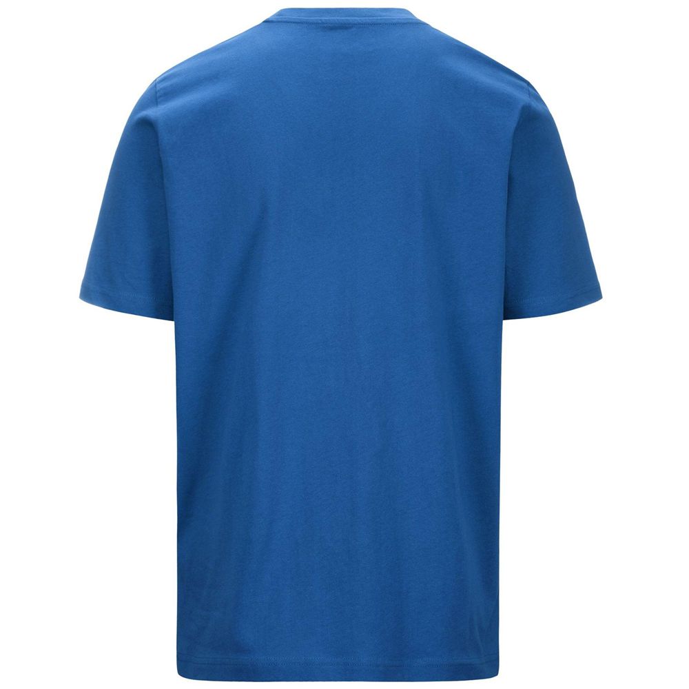 Men Kappa Logo Korpo Cafers Slim T-Shirt Blue | 063981-WIQ