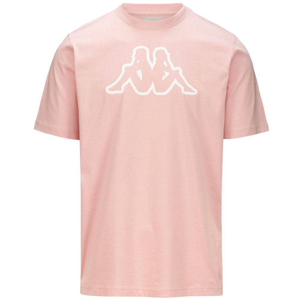 Men Kappa Logo Korpo Cromen T-Shirt Pink | 539806-DJB