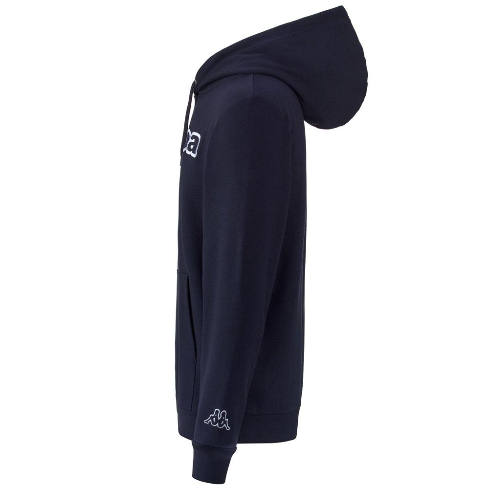 Men Kappa Logo Korpo Dafers Hoodie Navy | 285746-OTA