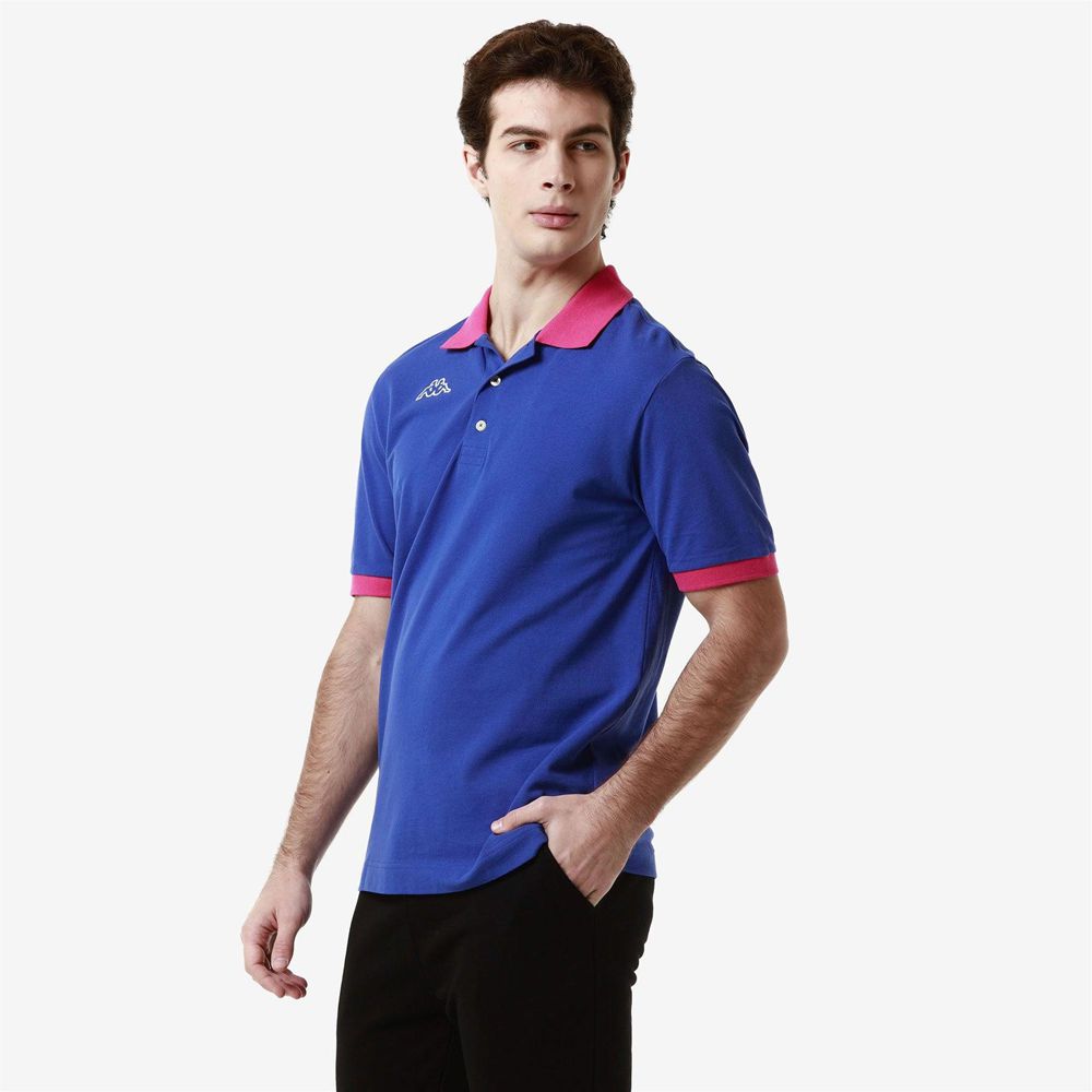 Men Kappa Logo Life Mss Polo Shirt Blue | 693417-SGF