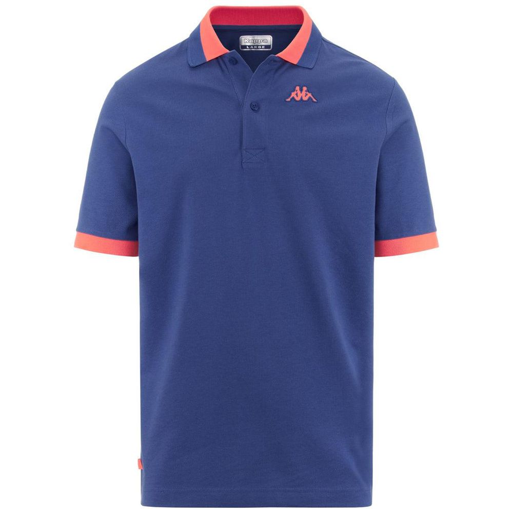 Men Kappa Logo Neon Polo Shirt Blue | 516827-NHG