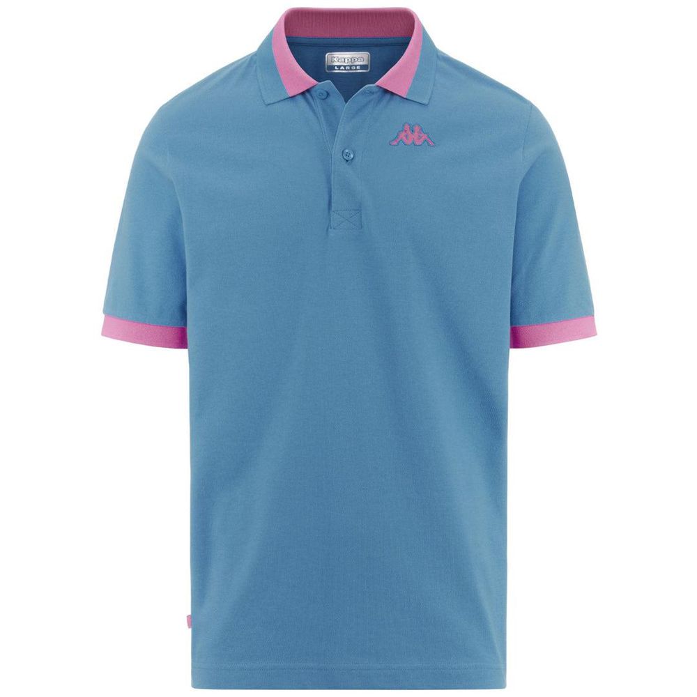 Men Kappa Logo Neon Polo Shirt Blue | 879023-QXJ