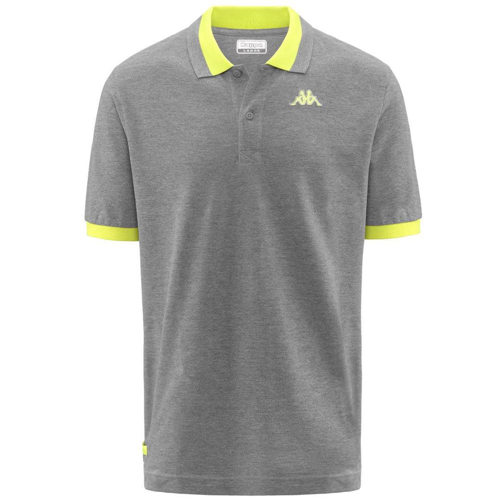 Men Kappa Logo Neon Polo Shirt Grey | 489267-GDM