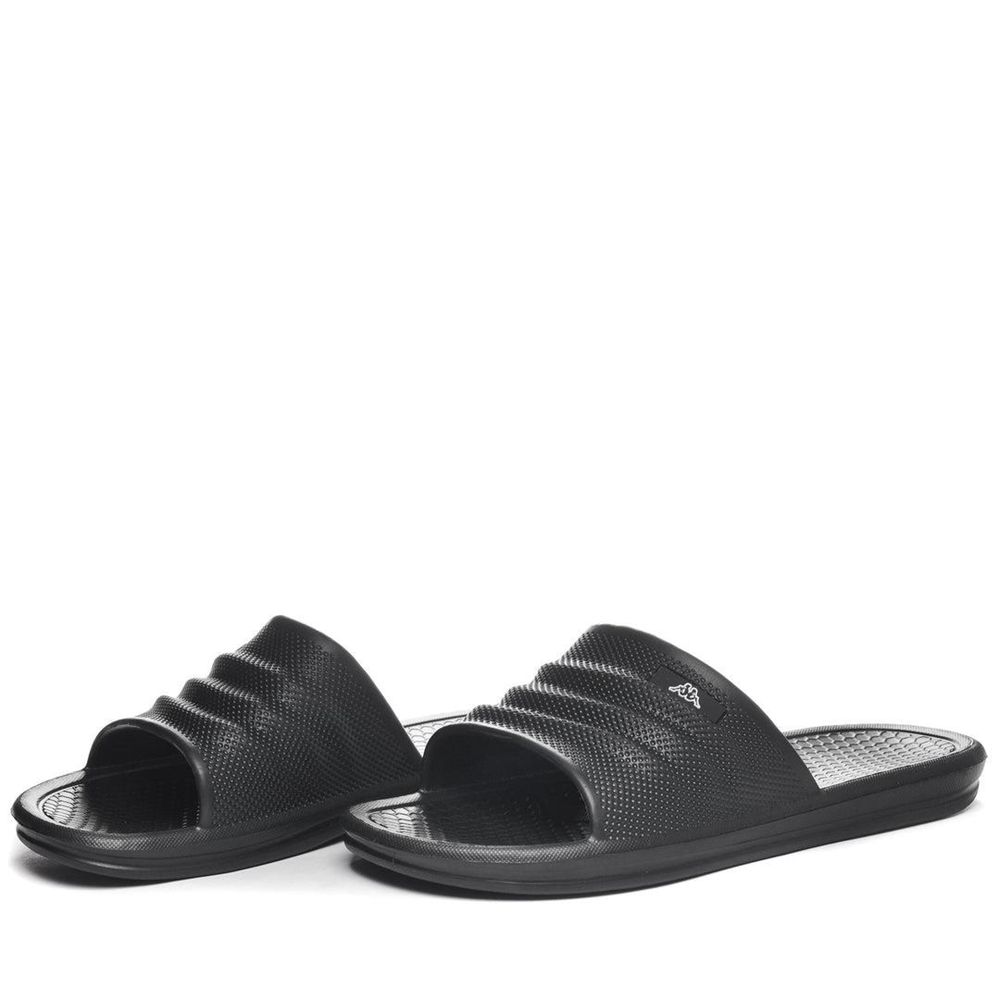 Men Kappa Logo Rint Flip Flops Black | 310729-ZNW