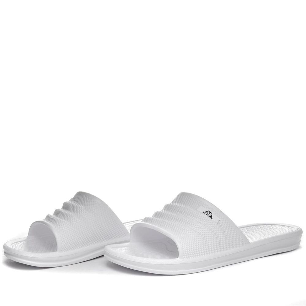 Men Kappa Logo Rint Flip Flops White | 180465-NEX