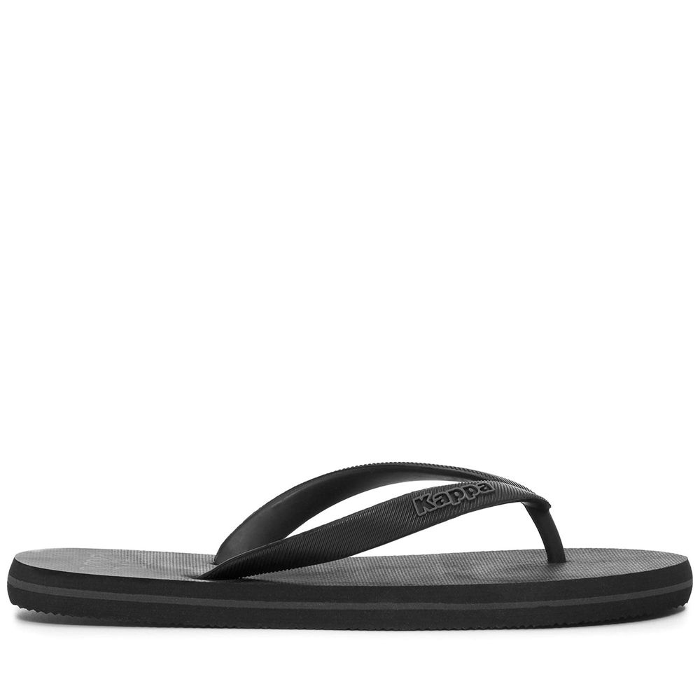 Men Kappa Logo Rupesh Flip Flops Black | 061894-EXG