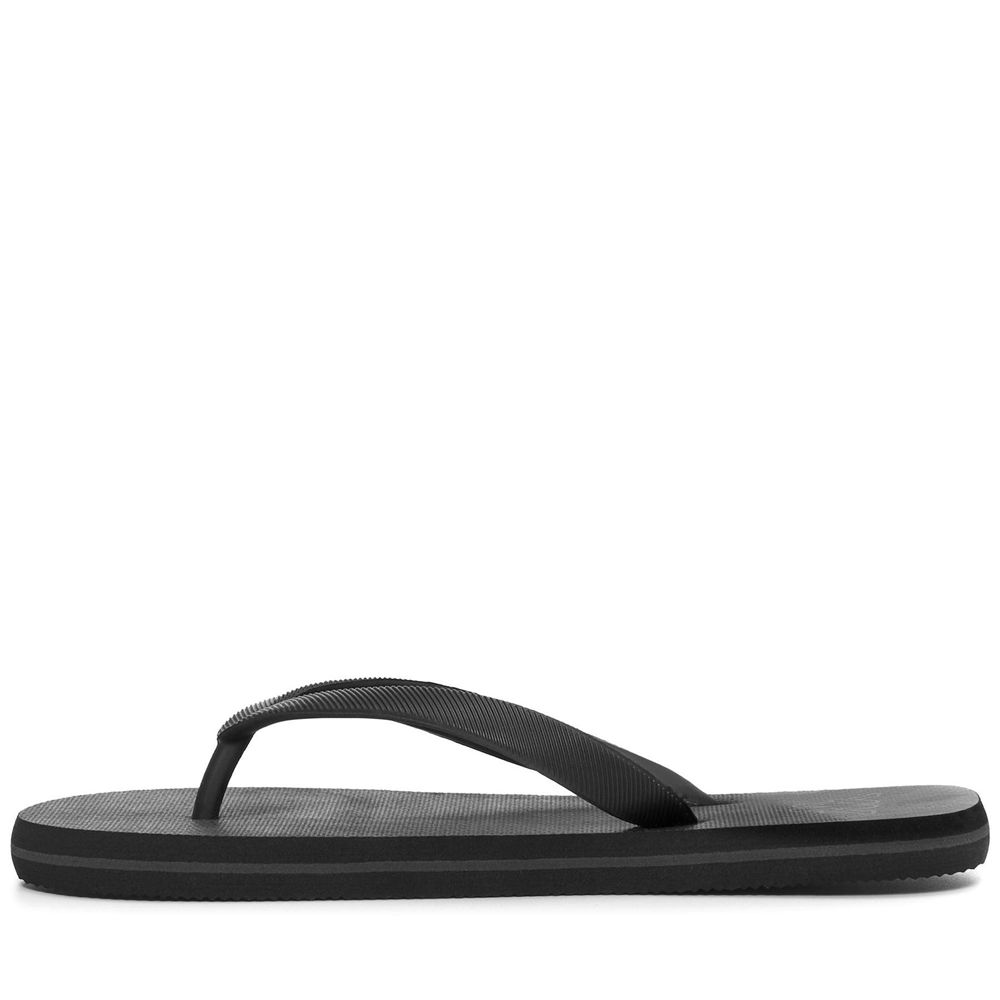 Men Kappa Logo Rupesh Flip Flops Black | 061894-EXG