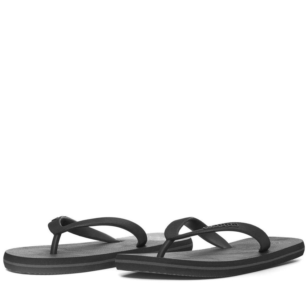 Men Kappa Logo Rupesh Flip Flops Black | 061894-EXG