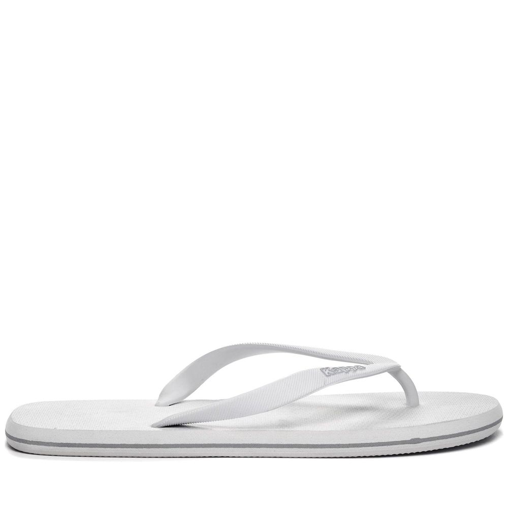 Men Kappa Logo Rupesh Flip Flops White | 456908-KTX