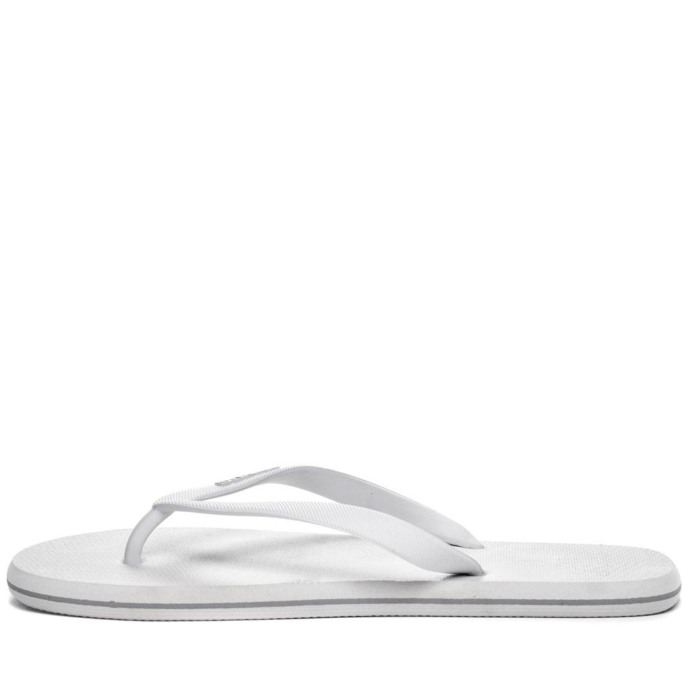 Men Kappa Logo Rupesh Flip Flops White | 456908-KTX