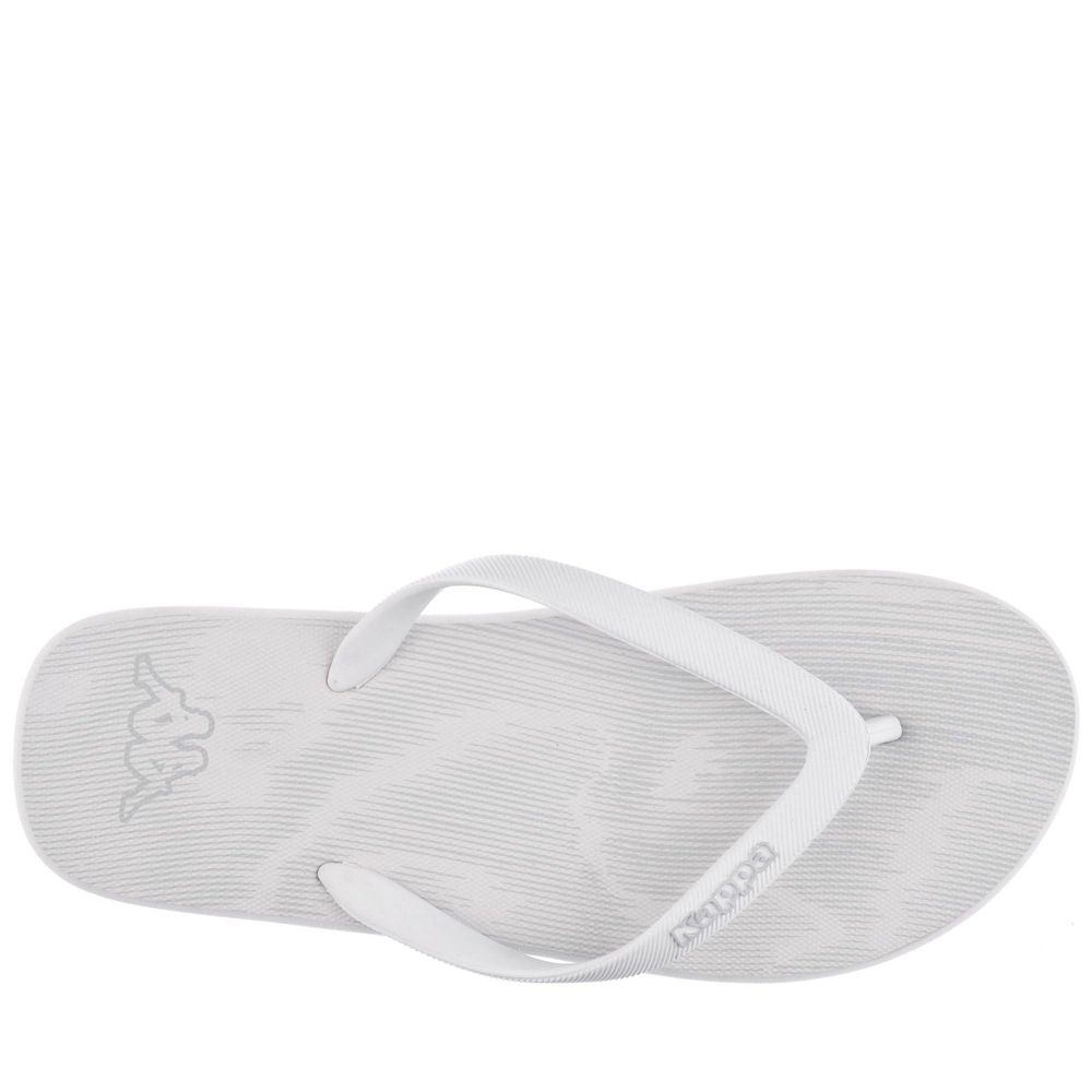 Men Kappa Logo Rupesh Flip Flops White | 456908-KTX