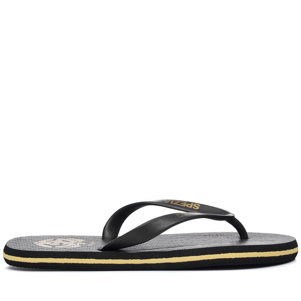 Men Kappa Meiago 1 Spezia Calcio Flip Flops Black | 078543-LRQ