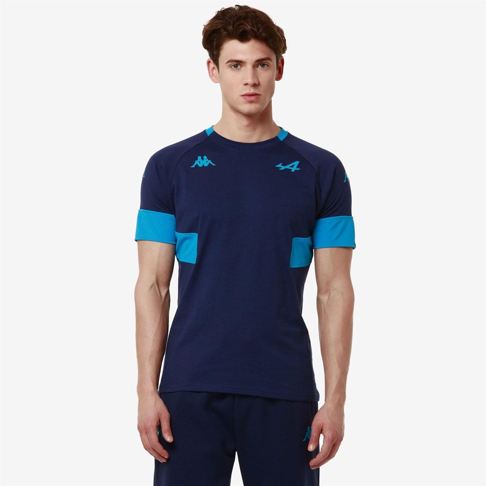 Men Kappa Supporter Adobi Alpine F1 T-Shirt Blue | 471039-DBO