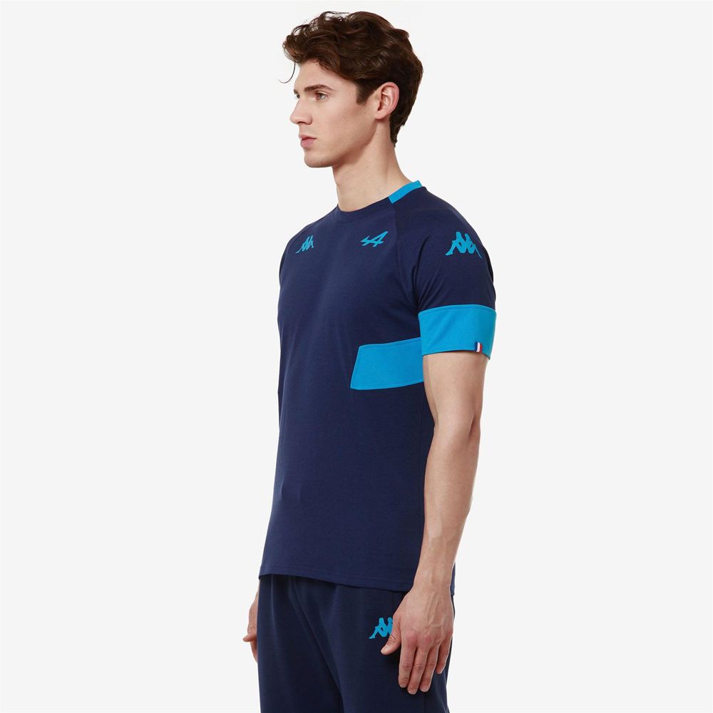 Men Kappa Supporter Adobi Alpine F1 T-Shirt Blue | 471039-DBO