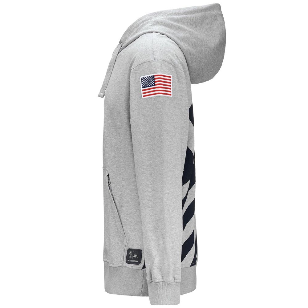 Men Kappa Utawi Usa Us Hoodie Grey | 361452-MTD