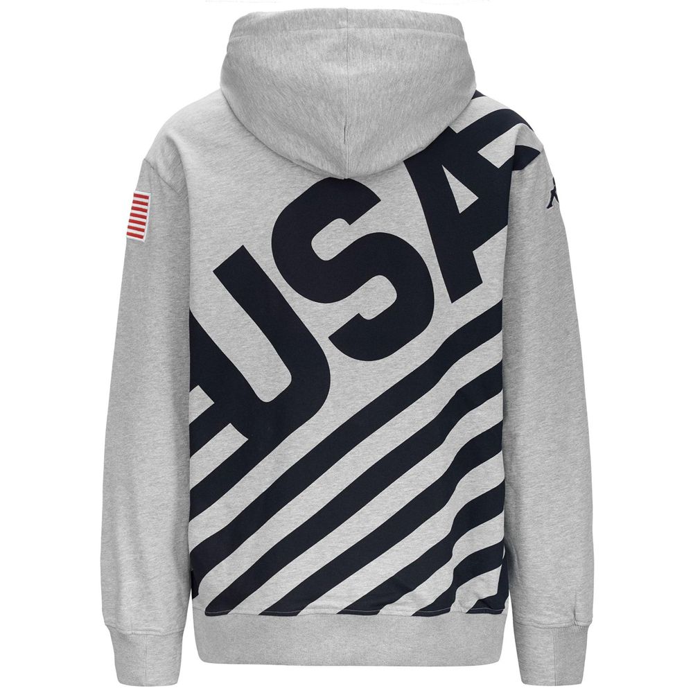 Men Kappa Utawi Usa Us Hoodie Grey | 361452-MTD