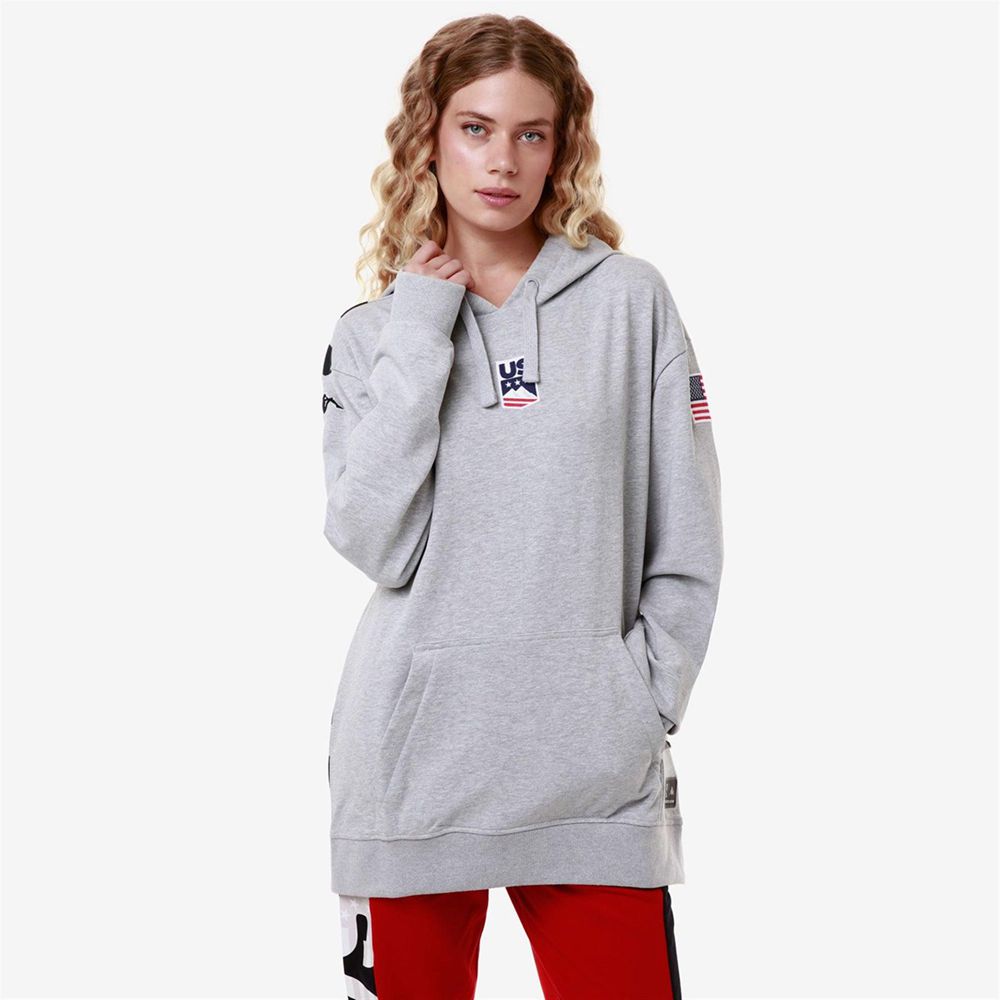 Men Kappa Utawi Usa Us Hoodie Grey | 361452-MTD