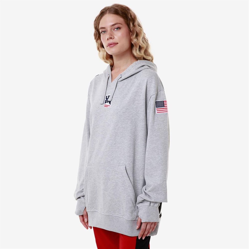 Men Kappa Utawi Usa Us Hoodie Grey | 361452-MTD