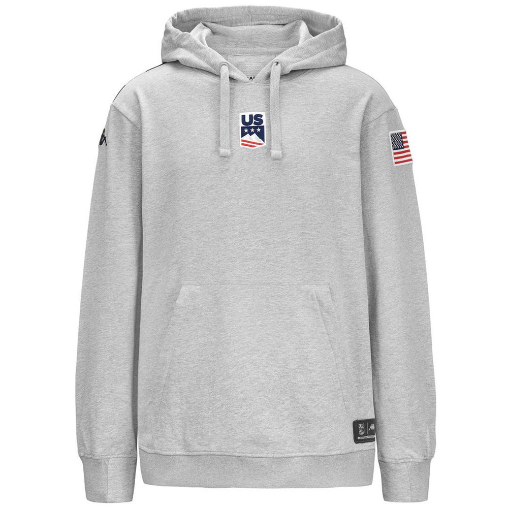 Men Kappa Utawi Usa Us Hoodie Grey | 361452-MTD