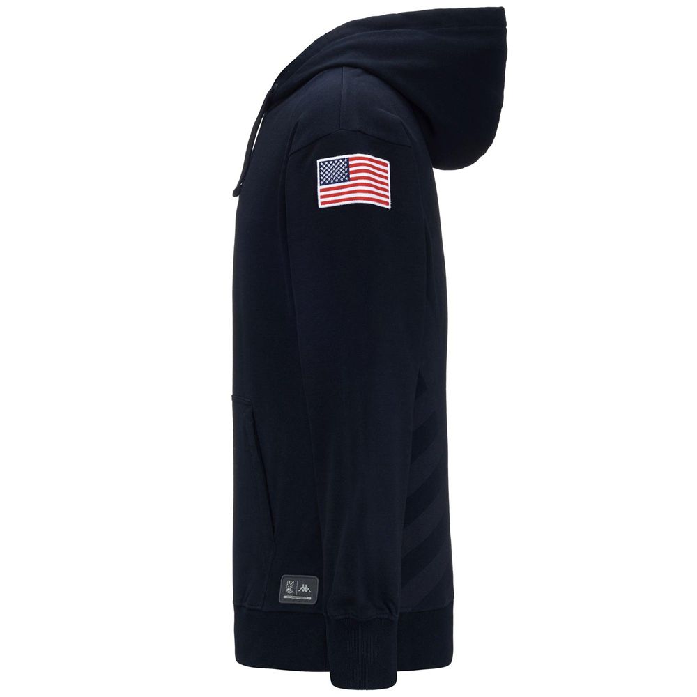 Men Kappa Utawi Usa Us Hoodie Navy | 061958-FCL