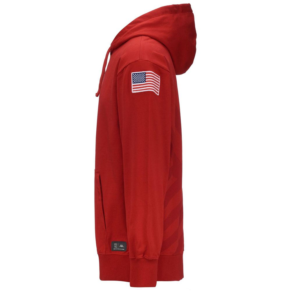 Men Kappa Utawi Usa Us Hoodie Red | 174928-BVM