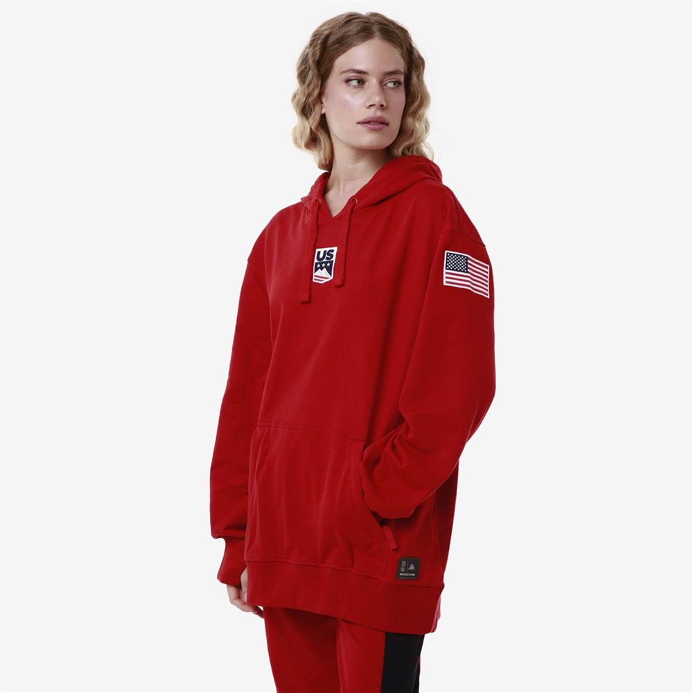 Men Kappa Utawi Usa Us Hoodie Red | 174928-BVM