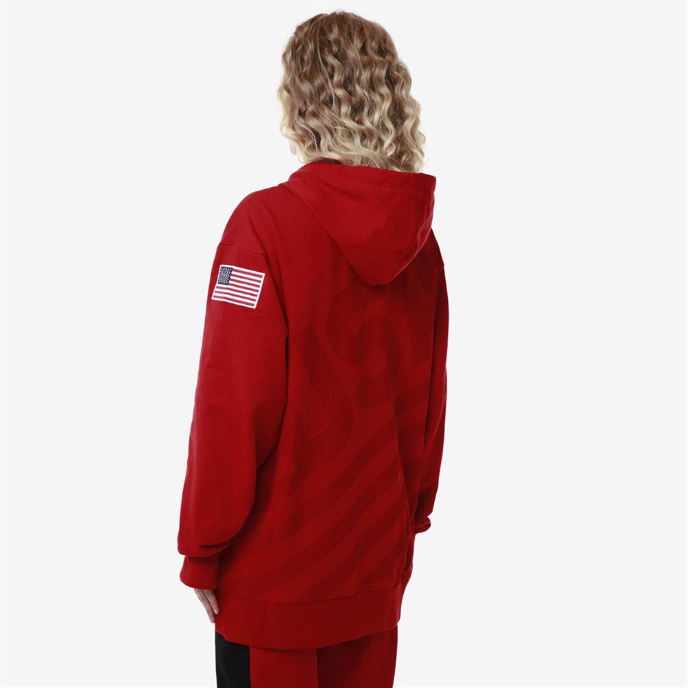 Men Kappa Utawi Usa Us Hoodie Red | 174928-BVM