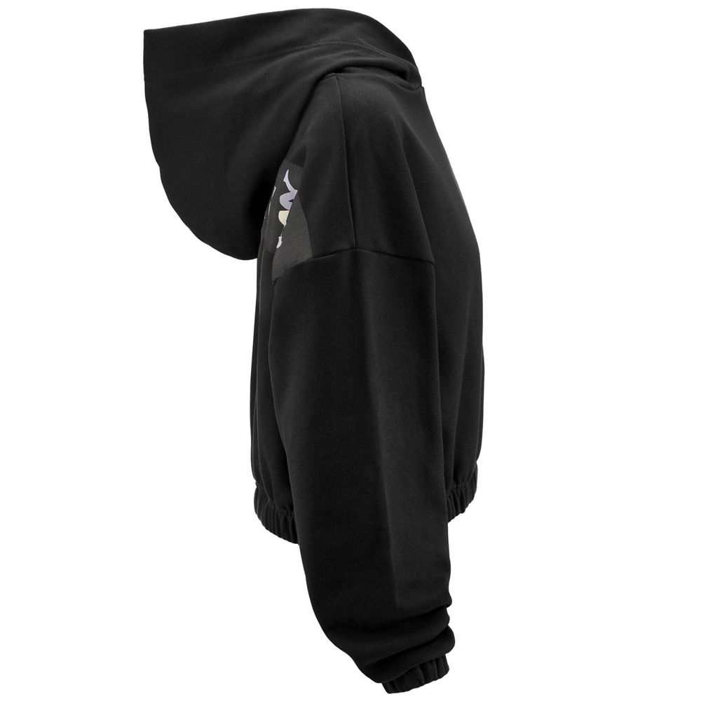 Women Kappa 222 Banda 10 Vajolet Hoodie Black | 195068-ANS