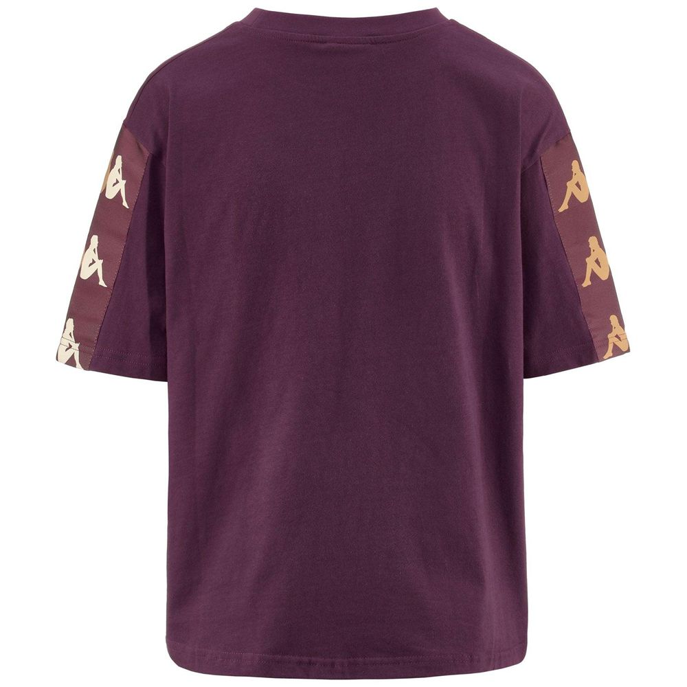 Women Kappa 222 Banda 10 Vanilla T-Shirt Purple | 064537-PUW