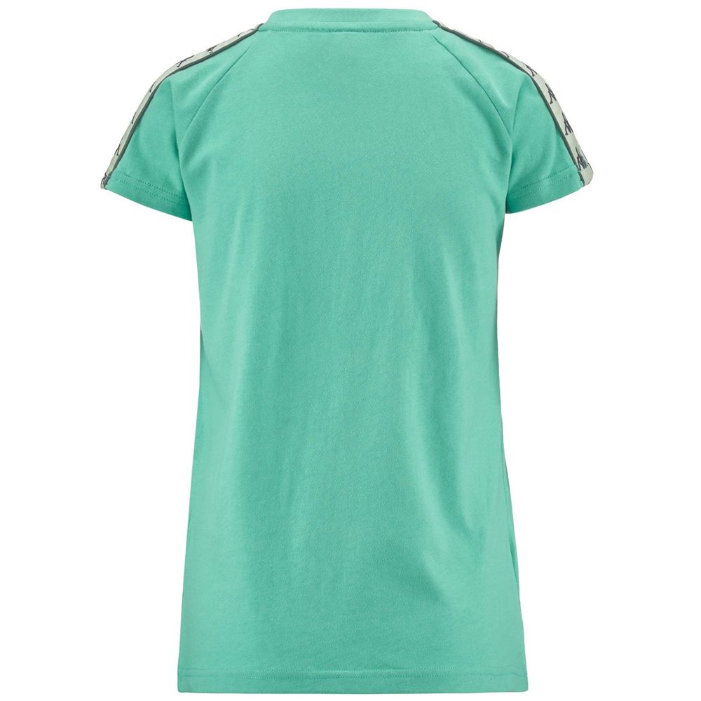 Women Kappa 222 Banda Apan T-Shirt Green | 876910-LGR